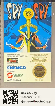 Spy vs. Spy Nintendo Entertainment System, NTSC cartridge label