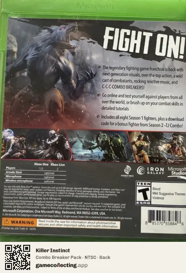 Killer Instinct Xbox One, NTSC box back