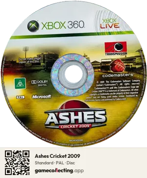 Ashes Cricket 2009 Xbox 360, PAL disc