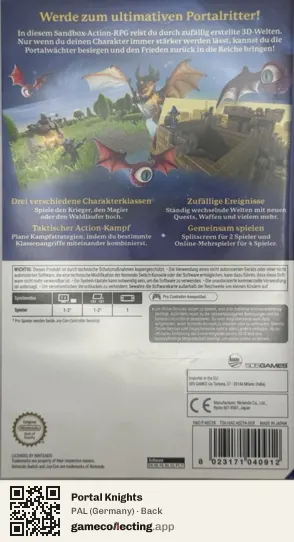 Portal Knights Nintendo Switch, Germany box back