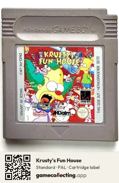 Krusty's Fun House Game Boy, PAL cartridge label