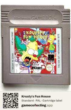 Krusty's Fun House Game Boy, PAL cartridge label
