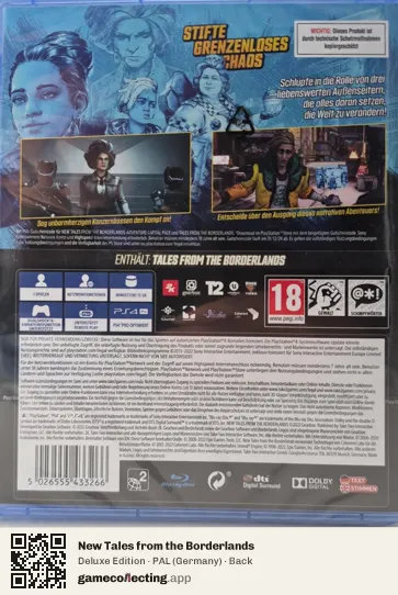 New Tales from the Borderlands PlayStation 4, Germany box back