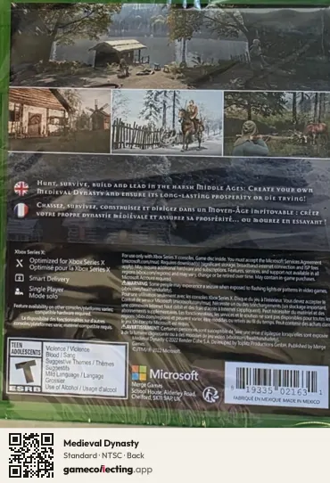Medieval Dynasty Xbox Series X, NTSC box back