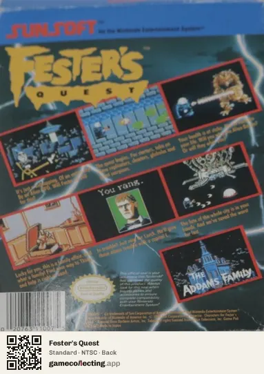 Fester's Quest Nintendo Entertainment System, NTSC box back