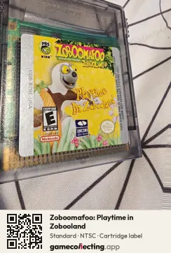Zoboomafoo: Playtime in Zobooland Game Boy Color, NTSC cartridge label