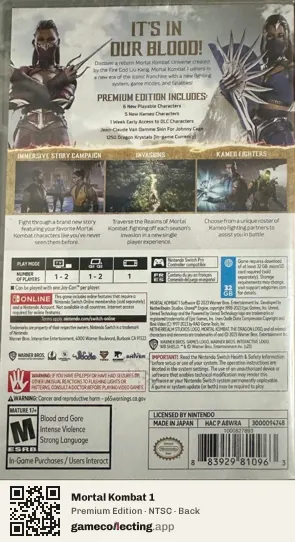 Mortal Kombat 1 Nintendo Switch, NTSC box back