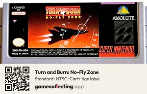 Turn and Burn: No-Fly Zone Super Nintendo Entertainment System, NTSC cartridge label