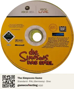The Simpsons Game Xbox 360, PAL disc