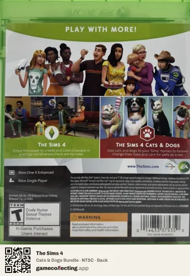 The Sims 4 Xbox One, NTSC box back