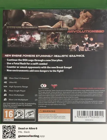 Dead or Alive 6 Xbox One, PAL box back