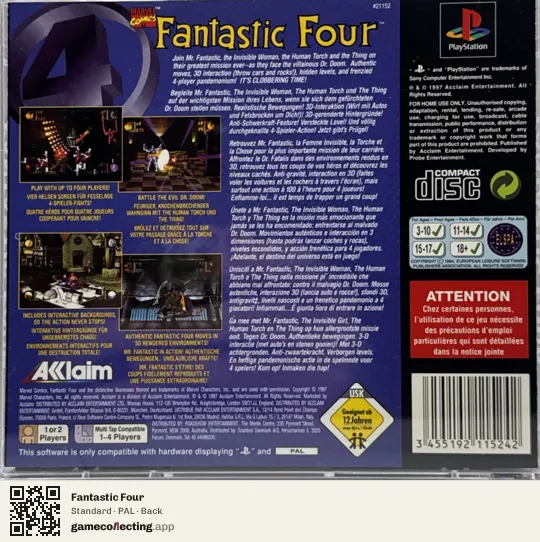 Fantastic Four PlayStation, PAL box back