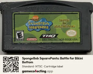 SpongeBob SquarePants: Battle for Bikini Bottom Game Boy Advance, NTSC cartridge label