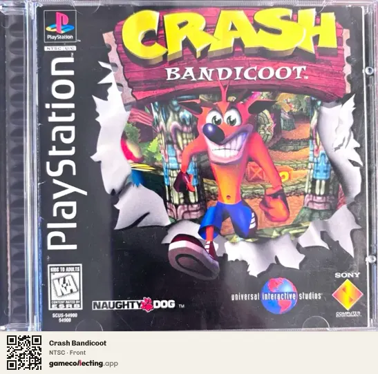 Crash Bandicoot PlayStation, NTSC box front