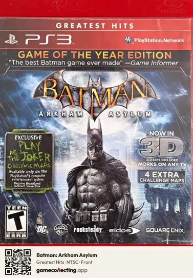 Batman: Arkham Asylum PlayStation 3, NTSC box front