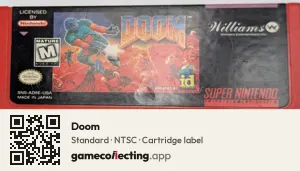 Doom Super Nintendo Entertainment System, NTSC cartridge label