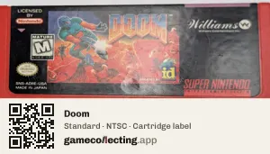 Doom Super Nintendo Entertainment System, NTSC cartridge label