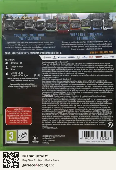 Bus Simulator 21 Xbox One, PAL box back