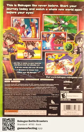 Bakugan Battle Brawlers Xbox 360, NTSC box back