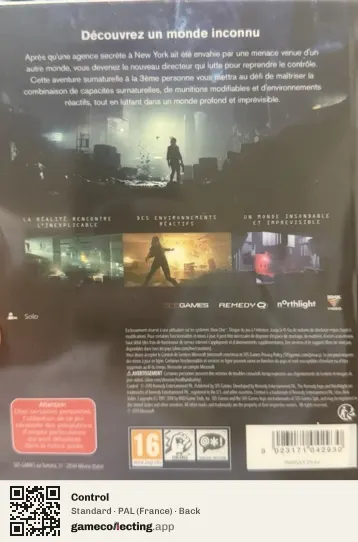 Control Xbox One, France box back