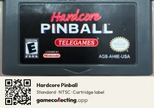 Hardcore Pinball Game Boy Advance, NTSC cartridge label