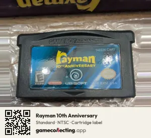 Rayman 10th Anniversary Game Boy Advance, NTSC cartridge label