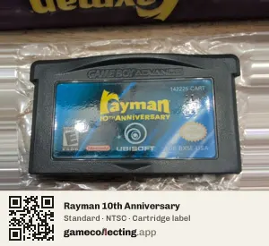 Rayman 10th Anniversary Game Boy Advance, NTSC cartridge label