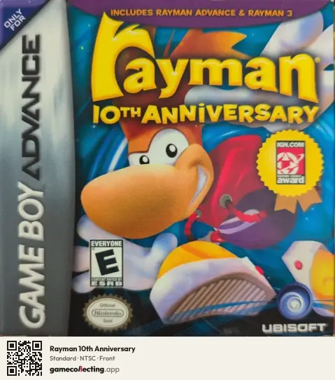 Rayman 10th Anniversary Game Boy Advance, NTSC box front