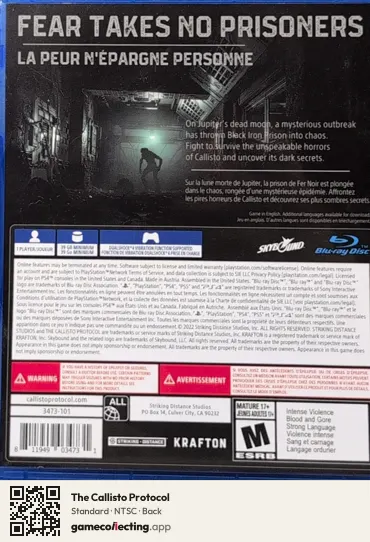 The Callisto Protocol PlayStation 4, NTSC box back