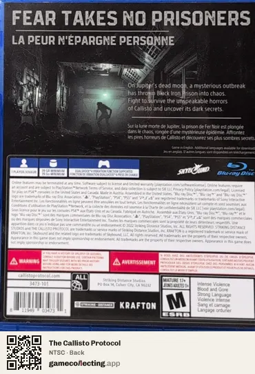 The Callisto Protocol PlayStation 4, NTSC box back