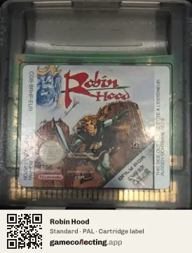 Robin Hood Game Boy Color, PAL cartridge label