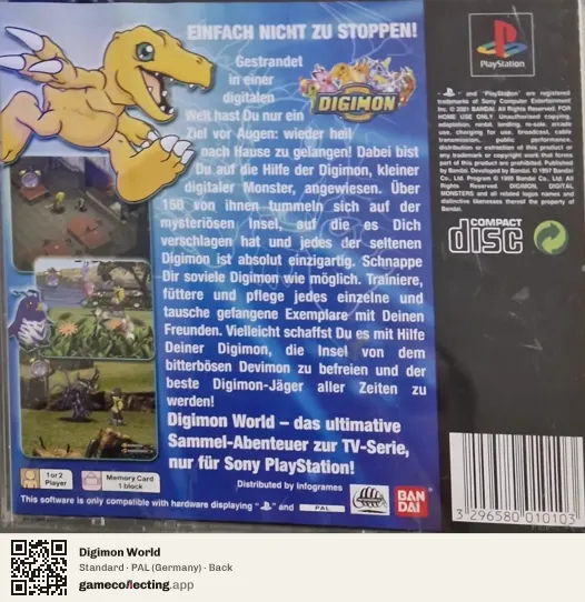 Digimon World PlayStation, Germany box back