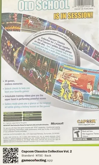 Capcom Classics Collection Vol. 2 Xbox, NTSC box back