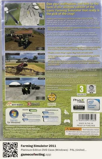 Farming Simulator 2011 Computer, United Kingdom box back