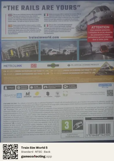 Train Sim World 5 PlayStation 5, NTSC box back