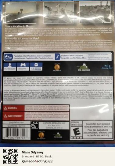 Mars Odyssey PlayStation 4, NTSC box back
