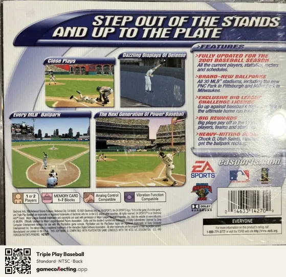 Triple Play Baseball PlayStation, NTSC box back