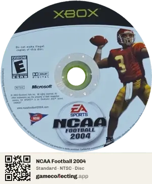 NCAA Football 2004 Xbox, NTSC disc
