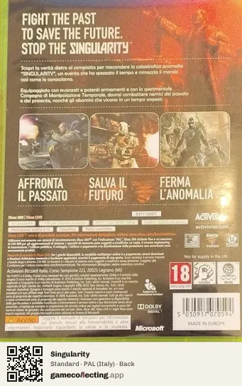 Singularity Xbox 360, Italy box back