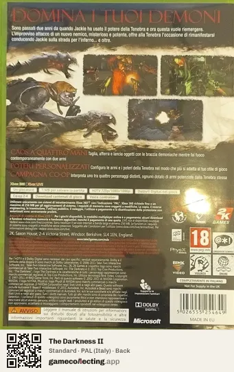 The Darkness II Xbox 360, Italy box back