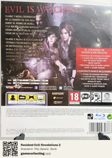 Resident Evil: Revelations 2 PlayStation 3, Spain box back