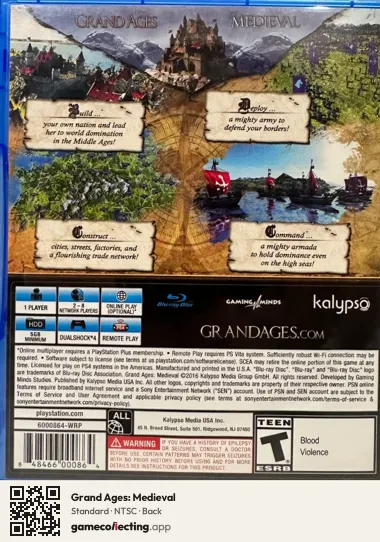 Grand Ages: Medieval PlayStation 4, NTSC box back