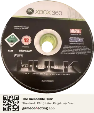 The Incredible Hulk Xbox 360, PAL disc
