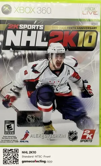 NHL 2K10 Xbox 360, NTSC box front
