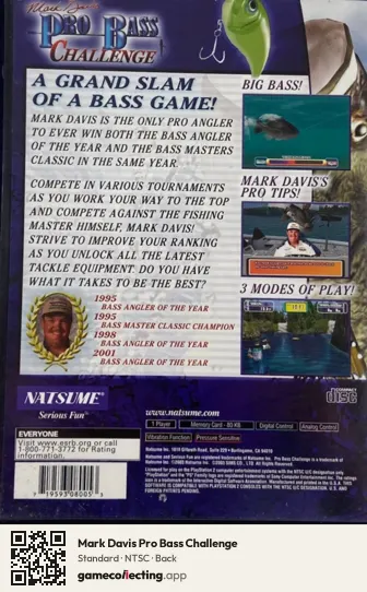 Mark Davis Pro Bass Challenge PlayStation 2, NTSC box back
