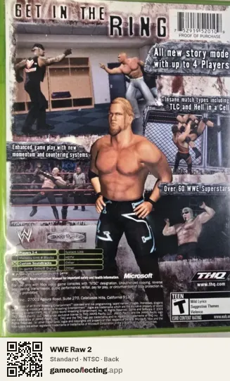 WWE Raw 2 Xbox, NTSC box back