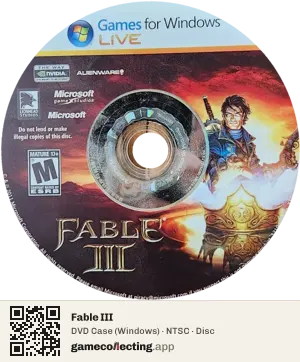 Fable III Computer, NTSC disc