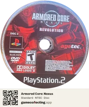 Armored Core: Nexus PlayStation 2, NTSC disc