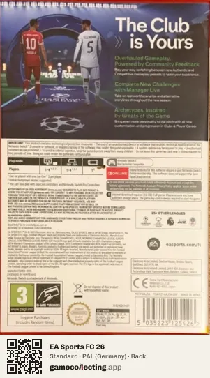 EA Sports FC 26 Nintendo Switch 2, Germany box back