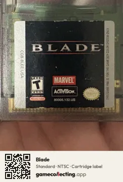 Blade Game Boy Color, NTSC cartridge label